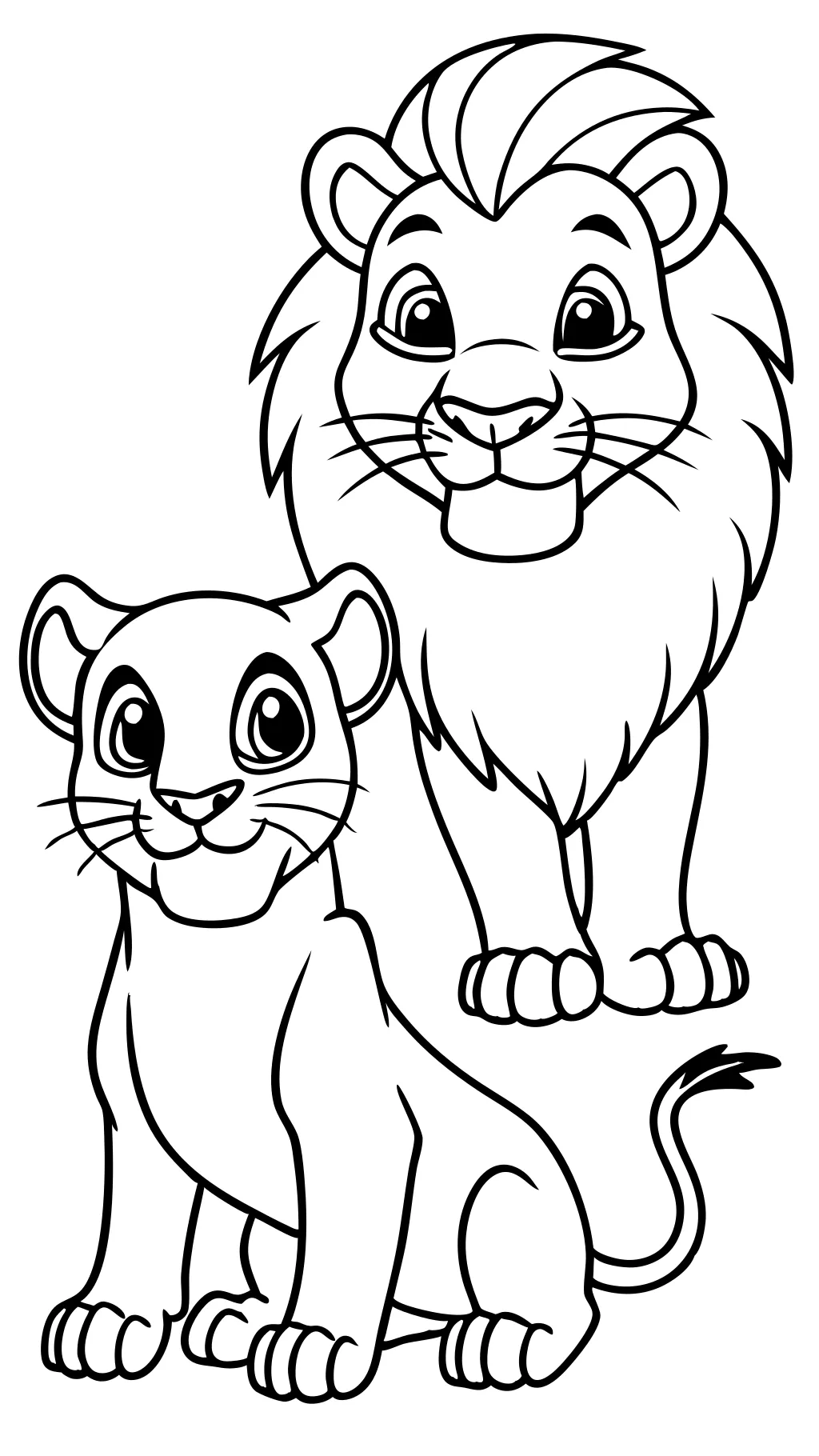 Páginas para colorear de Simba y Nala